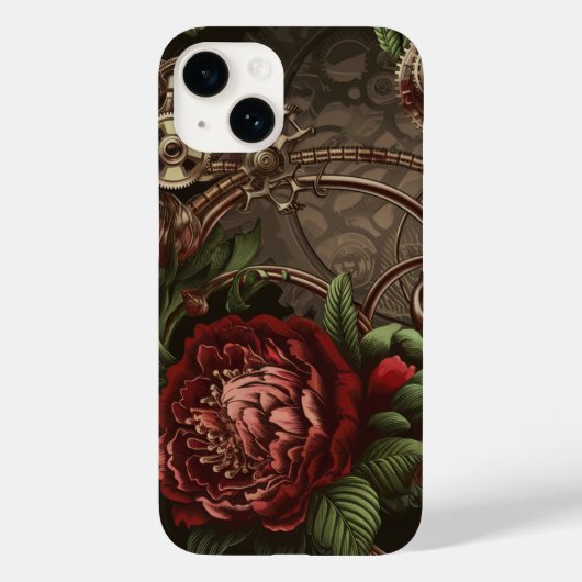 Steampunk Botanische Elegantie Tandwielen en Bloei Case-Mate iPhone Case (Achterkant)