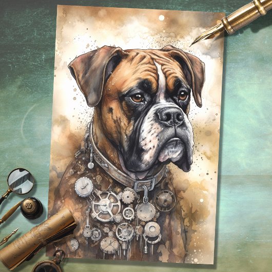 Steampunk Boxer Dog 1 Decoupage papier