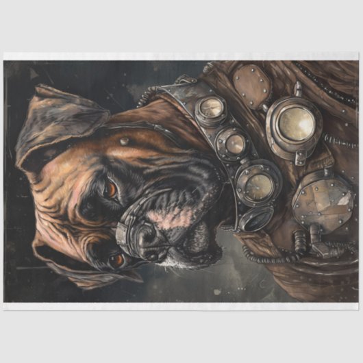 Steampunk Boxer Dog 2 Decoupage papier (Voorkant)
