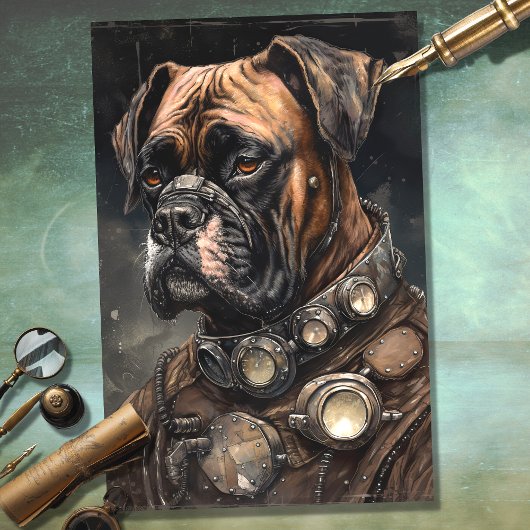 Steampunk Boxer Dog 2 Decoupage papier