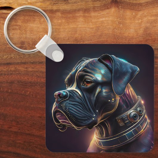 Steampunk Boxer Dog Sleutelhanger (Voorkant)