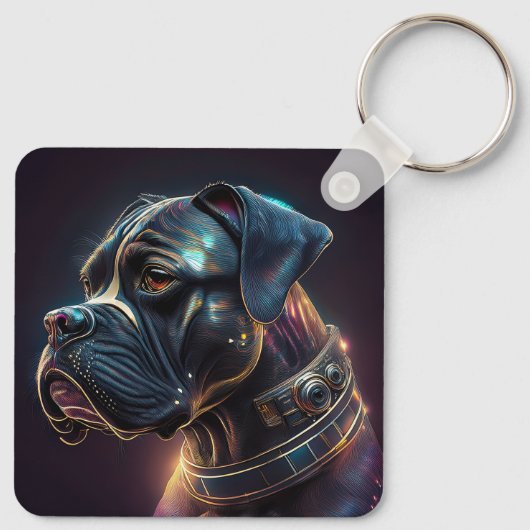 Steampunk Boxer Dog Sleutelhanger (Achterkant)