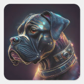 Steampunk Boxer Dog Vierkante Sticker (Voorkant)