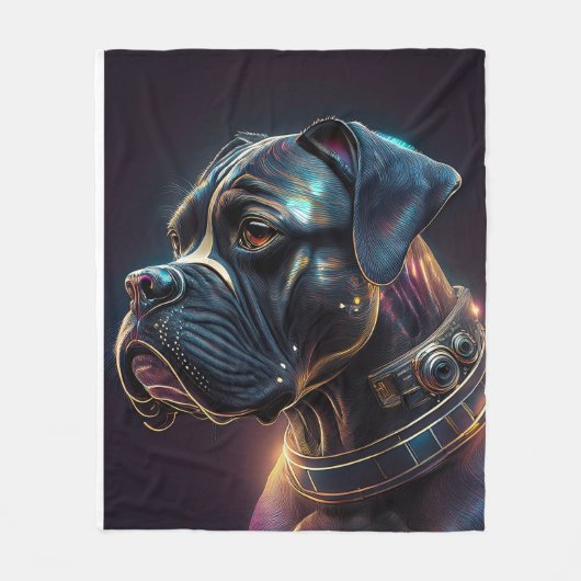 Steampunk Boxer Hond Fleece Deken (Voorkant)
