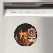 Steampunk Boy en Robot Dog Magneet (Insitu (Vaatwasser))