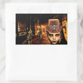 Steampunk Boy en Robot Dog Rechthoekige Sticker (Tas)