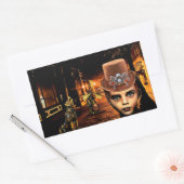 Steampunk Boy en Robot Dog Rechthoekige Sticker (Envelop)