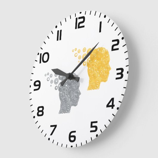 Steampunk Brain Power Cogwheel Heads Grote Klok (Hoek)