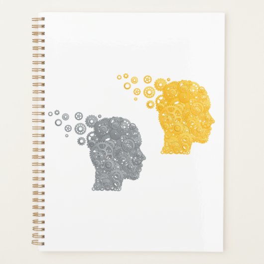 Steampunk Brain Power Cogwheel Heads Planner (Voorkant)