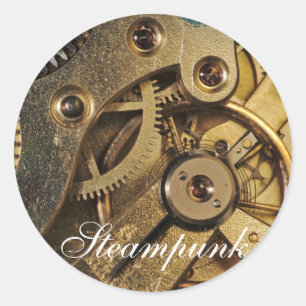 Steampunk: Brass gehoord. Horloge Ronde Sticker