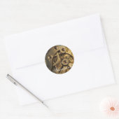 Steampunk: Brass gehoord. Horloge Ronde Sticker (Envelop)