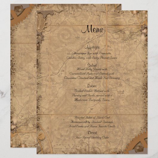  Steampunk Bride Wedding Menu (Voorkant / Achterkant)