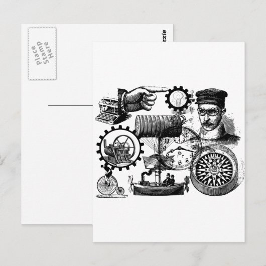 steampunk briefkaart (Voorkant / Achterkant)
