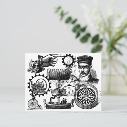 steampunk briefkaart (Staand voorkant)
