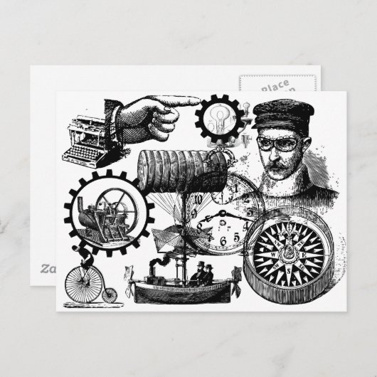 steampunk briefkaart (Voorkant / Achterkant)