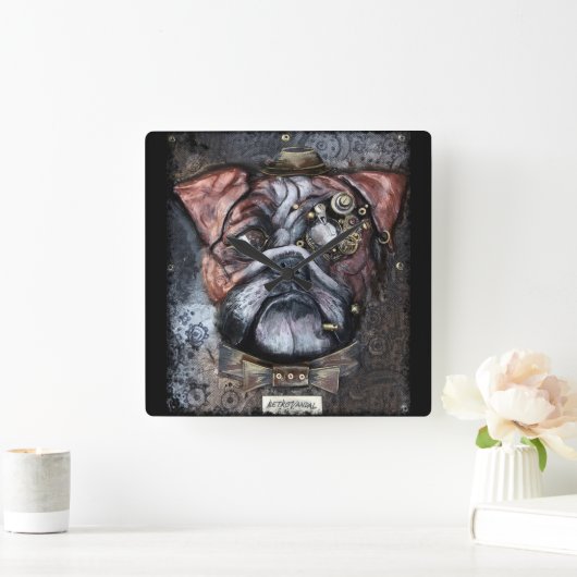 Steampunk British Bulldog Clock Vierkante Klok (Huis)