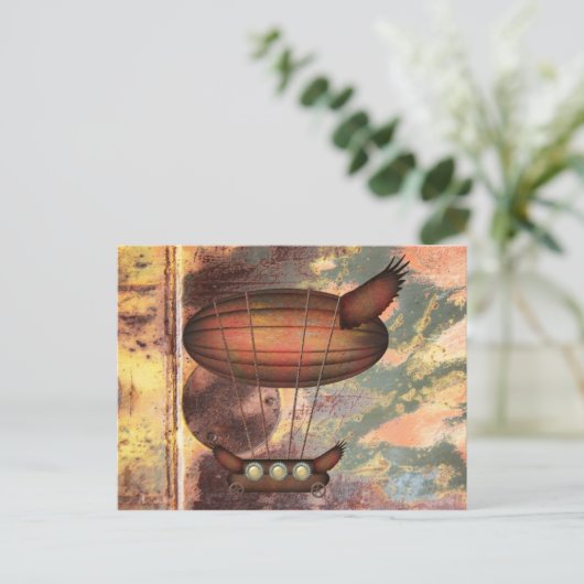 Steampunk  Bronze Airship Briefkaart (Staand voorkant)
