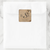 Steampunk Bruid Bruiloft Monogram Vierkante Sticker (Tas)