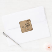 Steampunk Bruid Bruiloft Monogram Vierkante Sticker (Envelop)