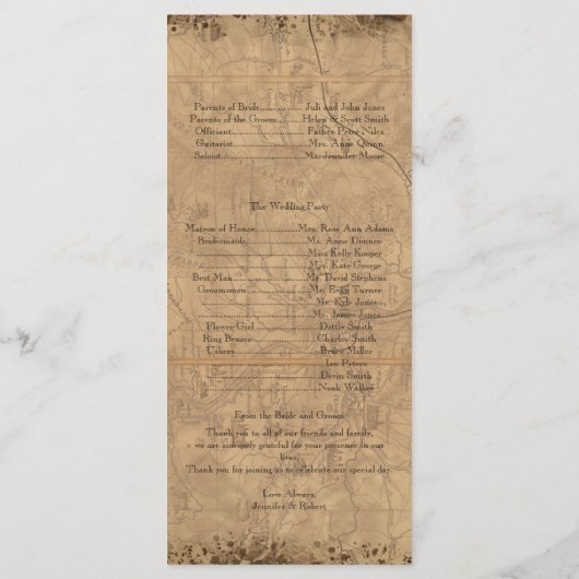 Steampunk bruid bruiloft programma Programmakaart (Achterkant)