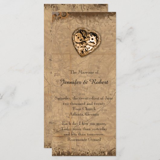  Steampunk bruid bruiloft programma Programmakaart (Voorkant / Achterkant)