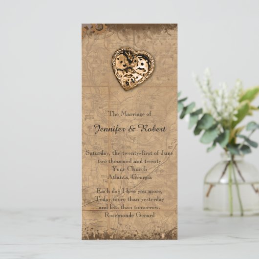  Steampunk bruid bruiloft programma Programmakaart (Staand voorkant)