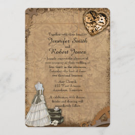 Steampunk bruid bruiloft uitnodiging