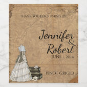 Steampunk Bruid Bruiloft Wijn Label Wijn Etiket (Enkel label)