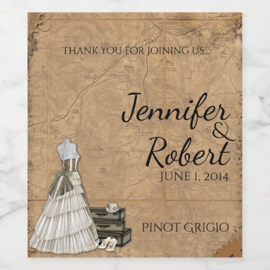 Steampunk Bruid Bruiloft Wijn Label Wijn Etiket (Enkel label)