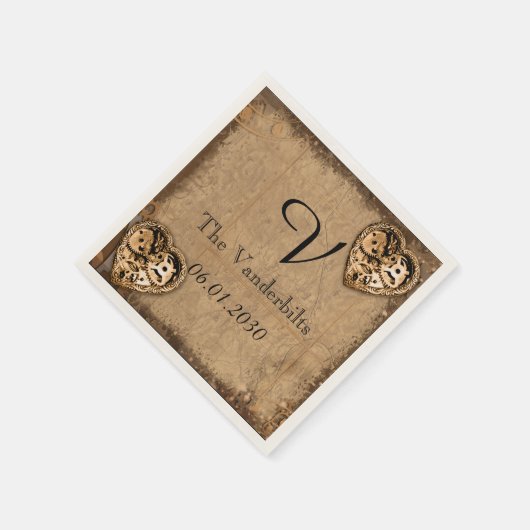  Steampunk bruid Monogram bruiloft servet (Hoek)