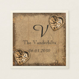 Steampunk bruid Monogram bruiloft servet