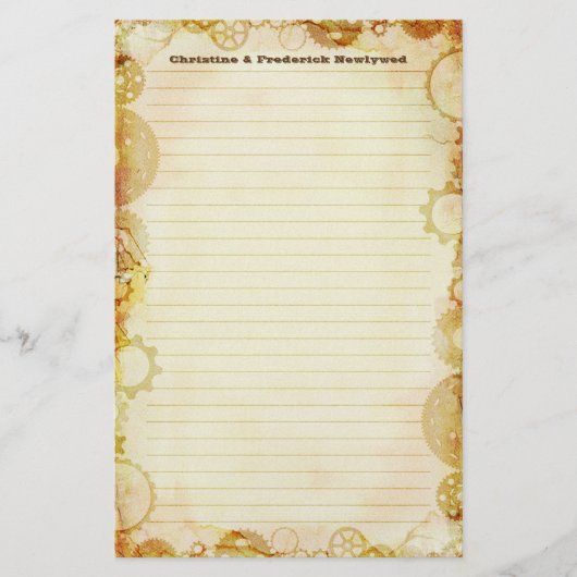 Steampunk bruiloft, briefpapier (Voorkant)
