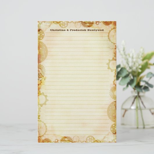 Steampunk bruiloft, briefpapier (Staand voorkant)