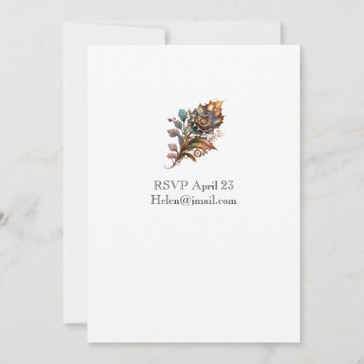 Steampunk bruiloft douche uitnodiging (Achterkant)