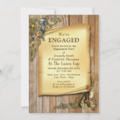 Steampunk bruiloft op houten Verloving Kaart (Voorkant)