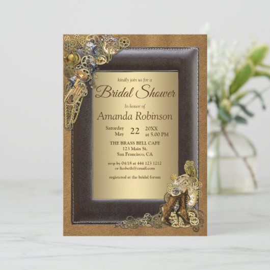 Steampunk Bruiloft op Suede Vrijgezellenfeest Kaart (Staand voorkant)