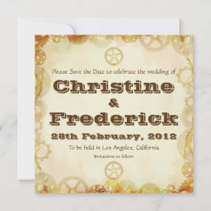 Steampunk Bruiloft, save the date aankondiging