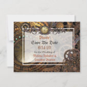 Steampunk Bruiloft Save the Date Magnetische Kaart Magnetische Uitnodiging (Voorkant)