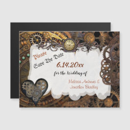 Steampunk Bruiloft Save the Date Magnetische Kaart Uitnodiging
