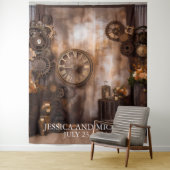 Steampunk Bruiloft Victoriaanse Industriële Achter Wandkleed (In situ)