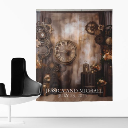 Steampunk Bruiloft Victoriaanse Industriële Achter Wandkleed