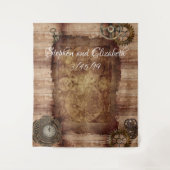 Steampunk bruiloft vintage Victoriaanse kaartversn Wandkleed (Voorkant)