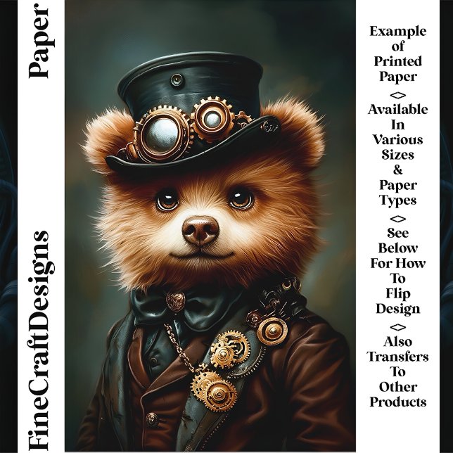Steampunk Bruin Beer Portret CL2 Scrapbook Papier (Creator heeft geüpload)