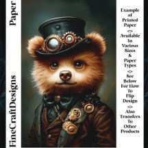 Steampunk Bruine Beer Portret CL2 Scrapbook Papier