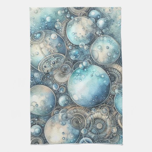 Steampunk Bubbles Keukenhanddoek (Verticaal)