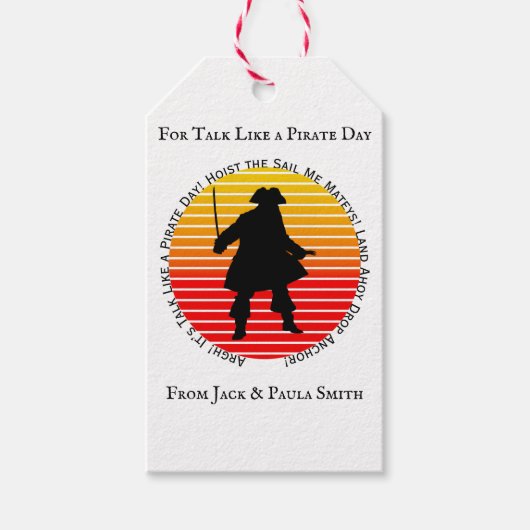 Steampunk Buccaneers praten als een piraatdag Argh Cadeaulabel (Voorkant)
