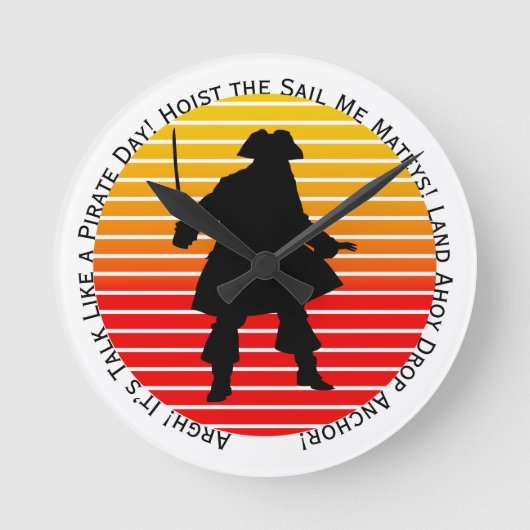 Steampunk Buccaneers praten als een piraatdag Argh Ronde Klok (Voorkant)