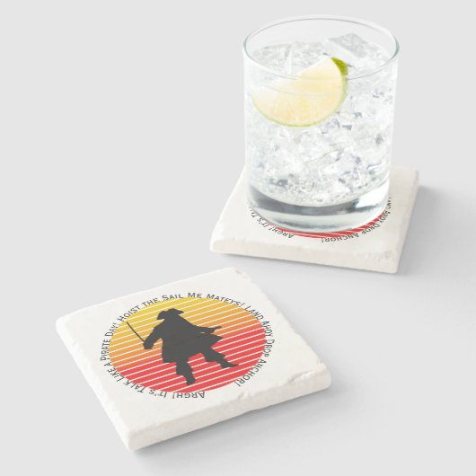 Steampunk Buccaneers praten als een piraatdag Argh Stenen Onderzetter (Zijkant)