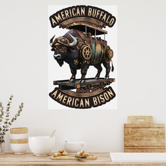 Steampunk Buffalo Poster (Keuken)