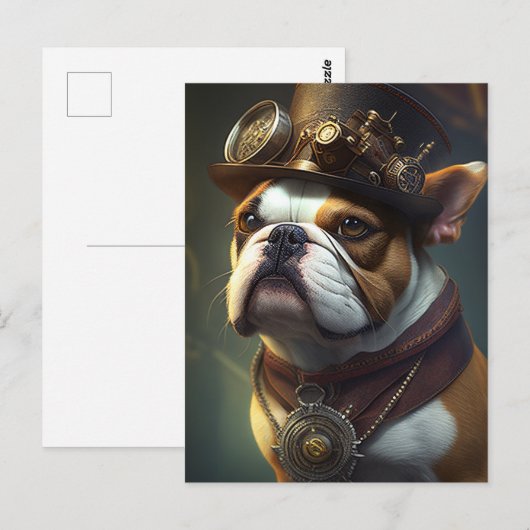 Steampunk Bulldog Briefkaart (Voorkant / Achterkant)